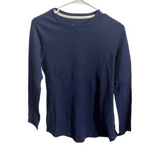 Isaac Mizrahi Live Essentials Womens XS Navy Long Sleeve Crewneck Top